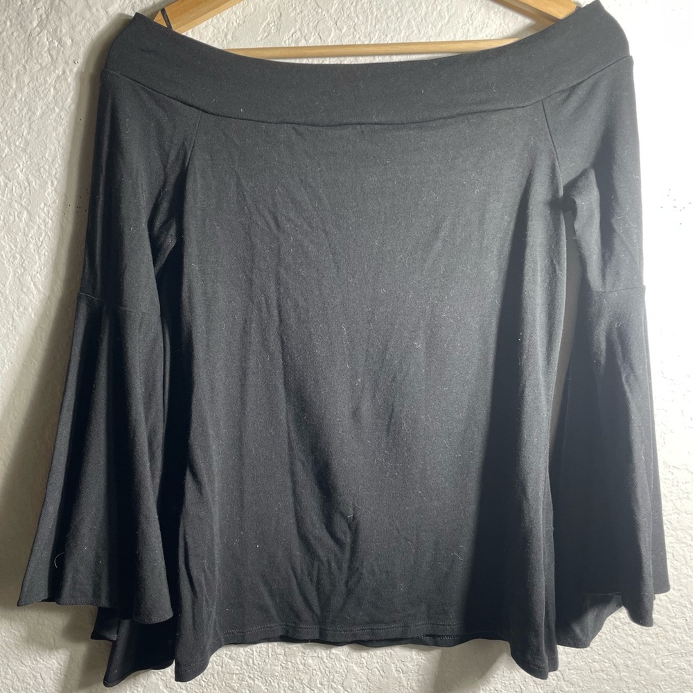 Express Chic Black Off-Shoulder Top Bell Sleeves size M